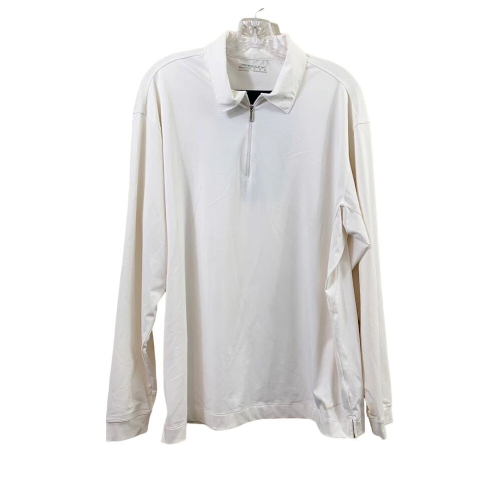 Nike Golf Nike Fit Dry Quarter-Zip White/Blue Long Sleeve Shirt